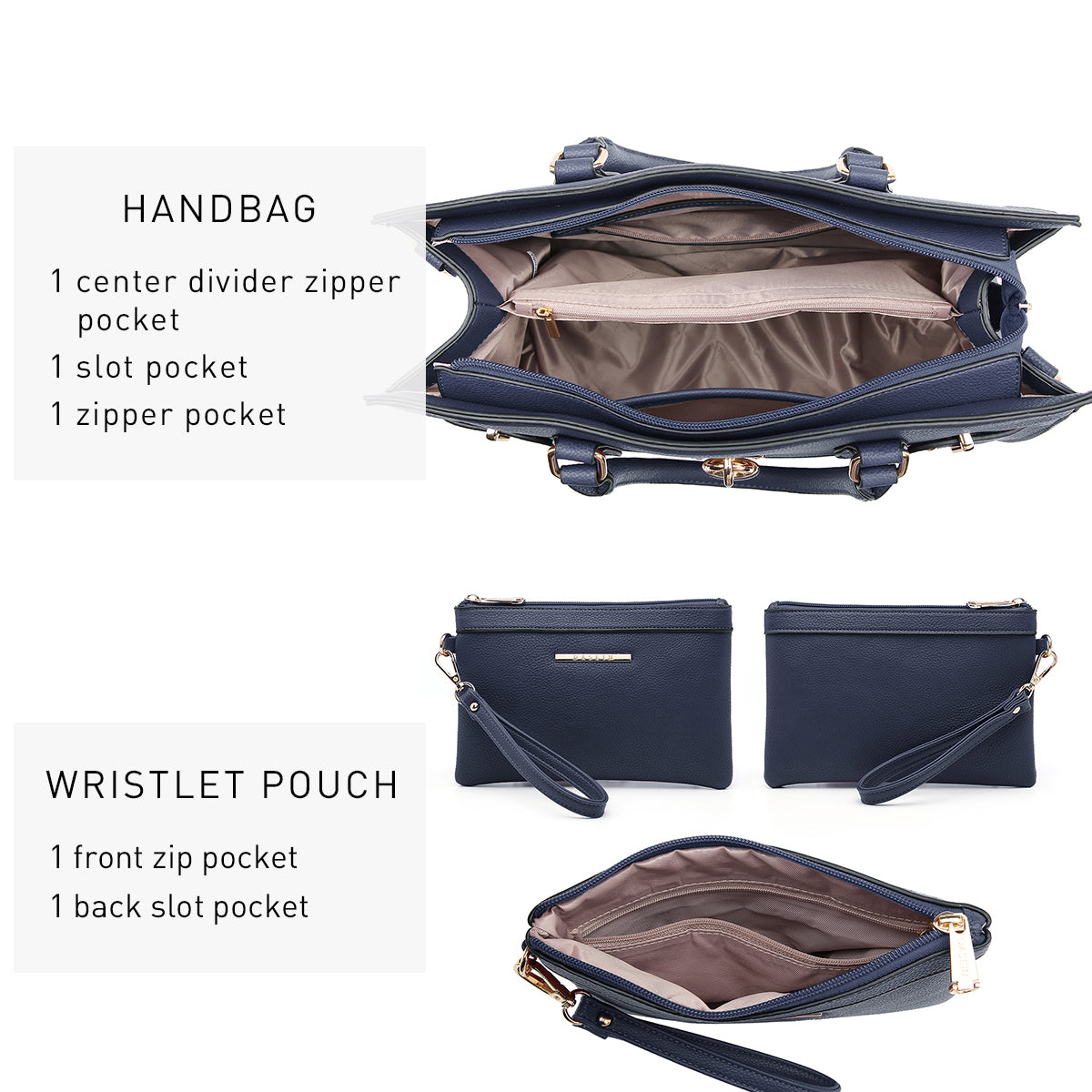 Women Handbags and Purses Ladies Shoulder Bag Top Handle Satchel Tote Work Bag with Wallet