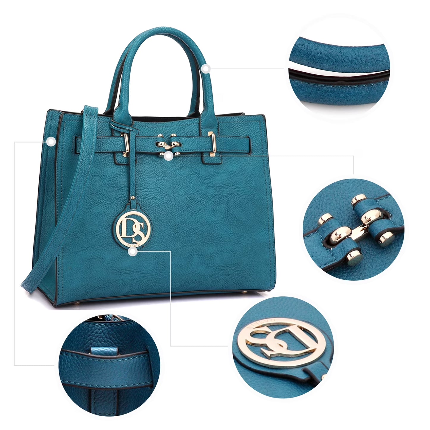 Women Satchel Purses Handbags Belted Top-Handle Work Tote Shoulder Bags with Long Strap