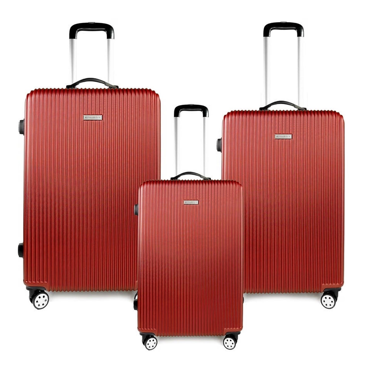 K_Cliffs 3Pc Travel Luggage Set Expandable Hard Sided Travel Suitcases Lightweight ABS Spinner Red, Teen-Adult