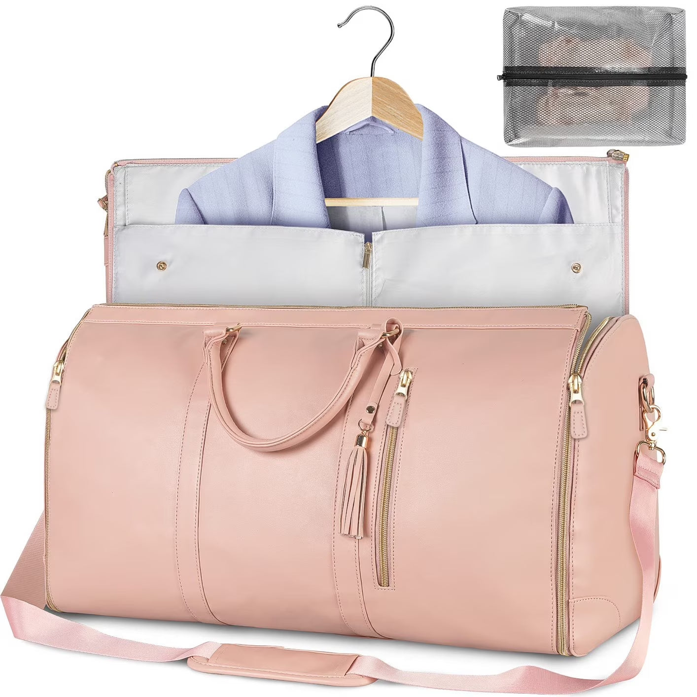 Large Portable Folding Women'S Garment Bag for Travel, Carry on Garment Bag,3 in 1 Hanging Suitcase Suit Weekender Travel Bag