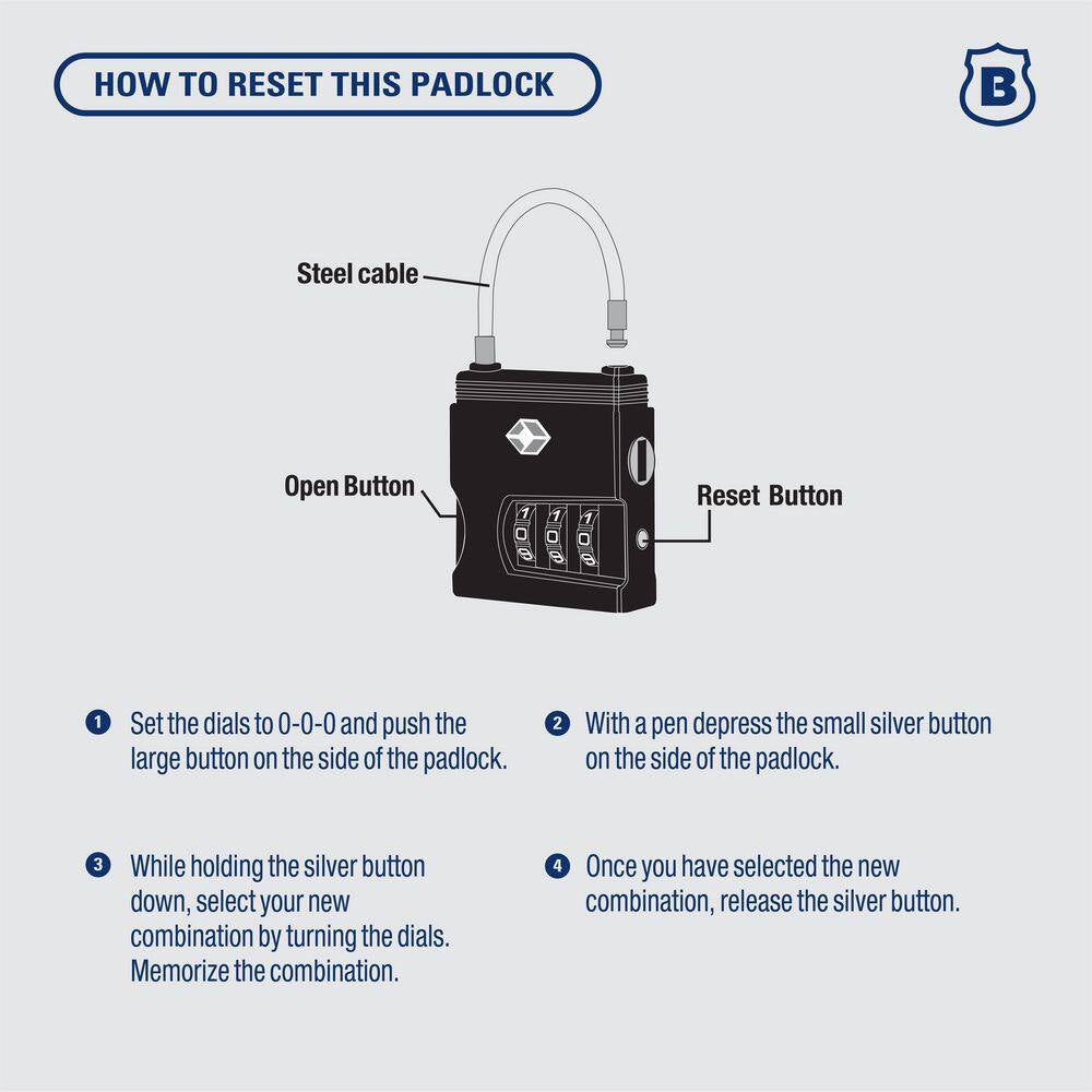 25 Mm Combination Padlock TSA Lock with Cable