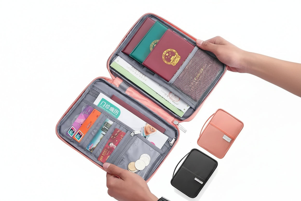Women Travel Passport Holder Cover Case Organizer Multi-Function Men Waterproof Family Document Organizer Travel Accessories Bag
