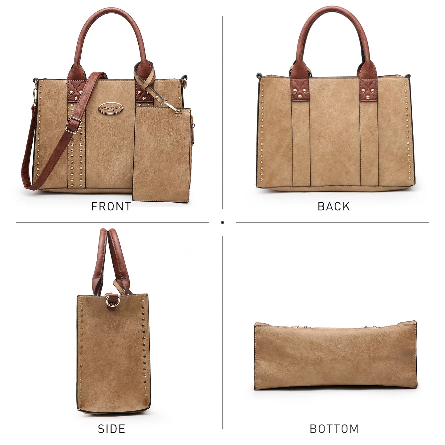 Bolso De Mano De Mujer De 3 Pzas Bolso De Hombro Tote Satchel Bolso Hobo Maletín Bolso De Trabajo Para Mujer