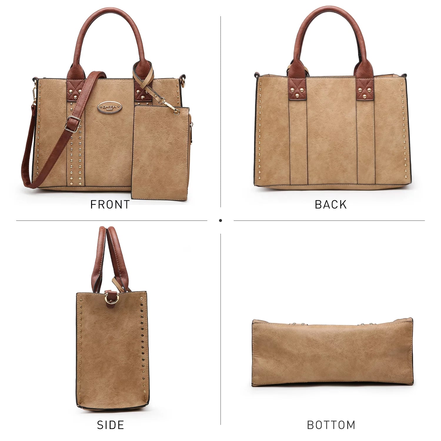 Bolso De Mano De Mujer De 3 Pzas Bolso De Hombro Tote Satchel Bolso Hobo Maletín Bolso De Trabajo Para Mujer