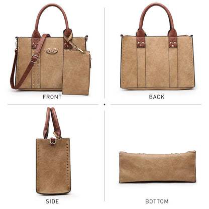 Bolso De Mano De Mujer De 3 Pzas Bolso De Hombro Tote Satchel Bolso Hobo Maletín Bolso De Trabajo Para Mujer
