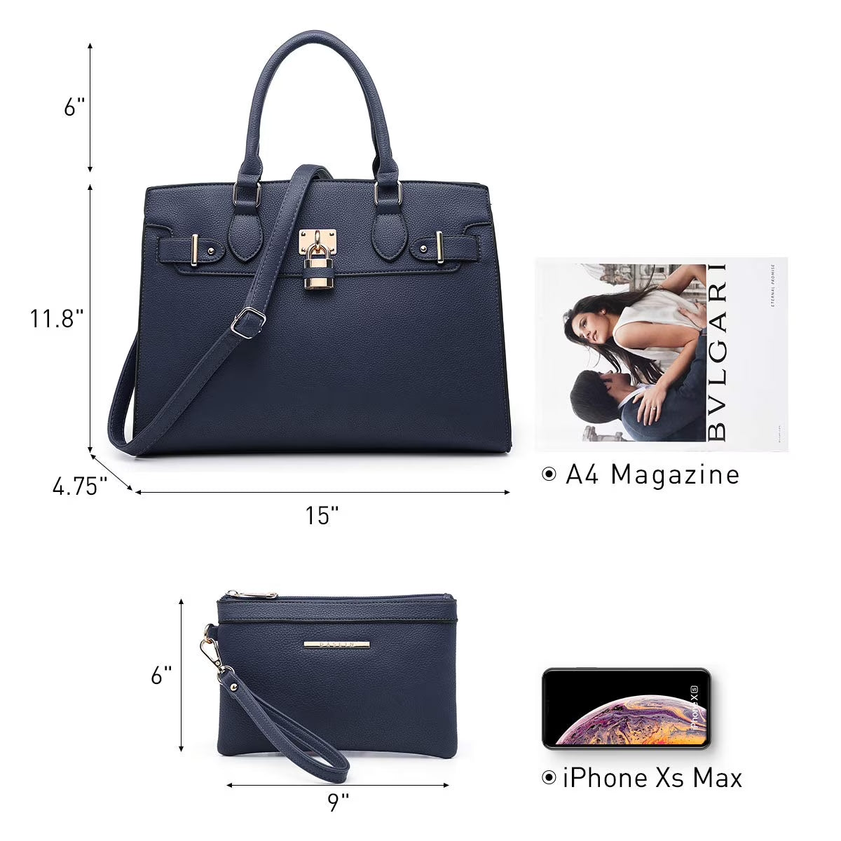 Women Handbags and Purses Ladies Shoulder Bag Top Handle Satchel Tote Work Bag with Wallet