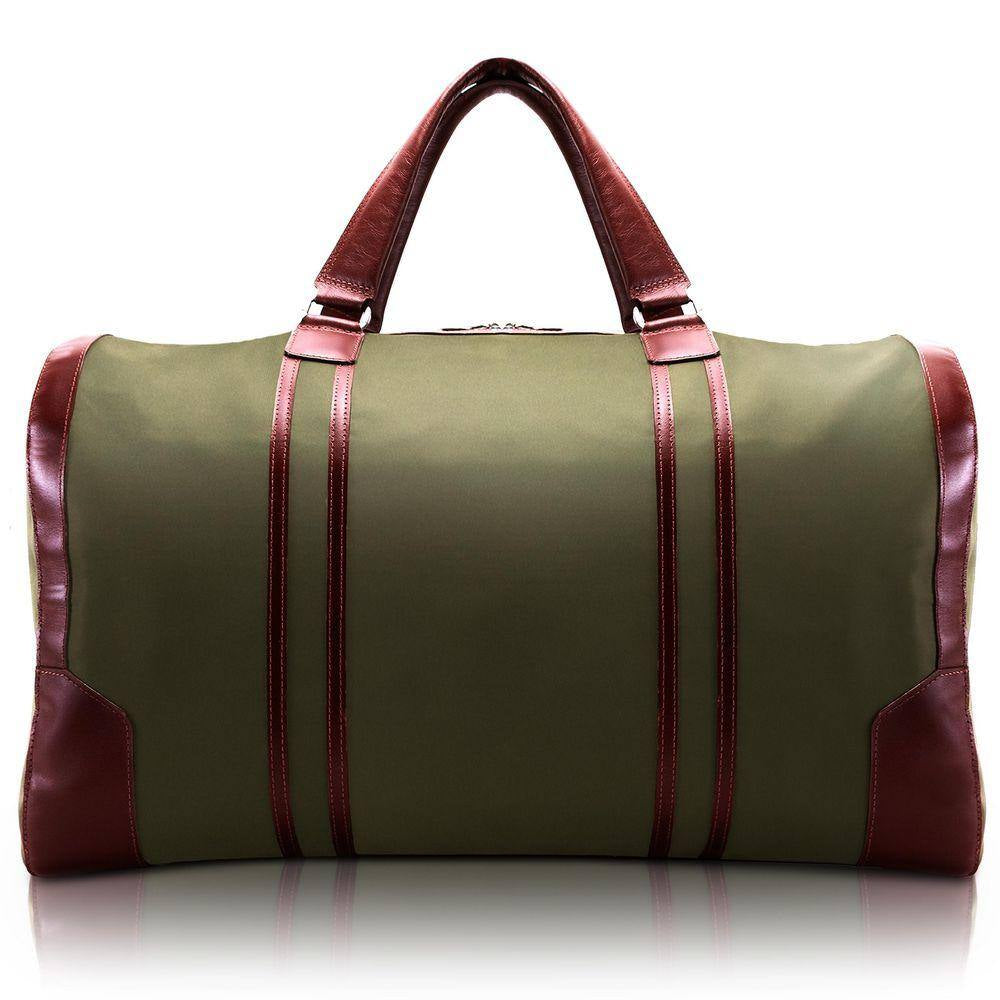 Pasadena, 20 In. Green Nano Tech-Light Nylon with Leather Trim Carry-All Duffel