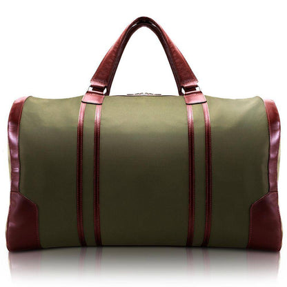 Pasadena, 20 In. Green Nano Tech-Light Nylon with Leather Trim Carry-All Duffel