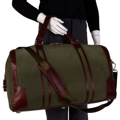 Pasadena, 20 In. Green Nano Tech-Light Nylon with Leather Trim Carry-All Duffel