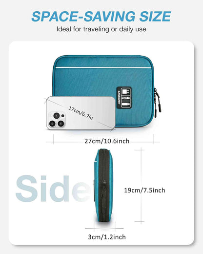Large Electronics Organizer Travel Case, Travel Cable Organizer Bag for Travel Essentials, Travel Tech Organizer as Travel Accessories, Cord Organizer for Phone, Power Bank SD Card, Blue