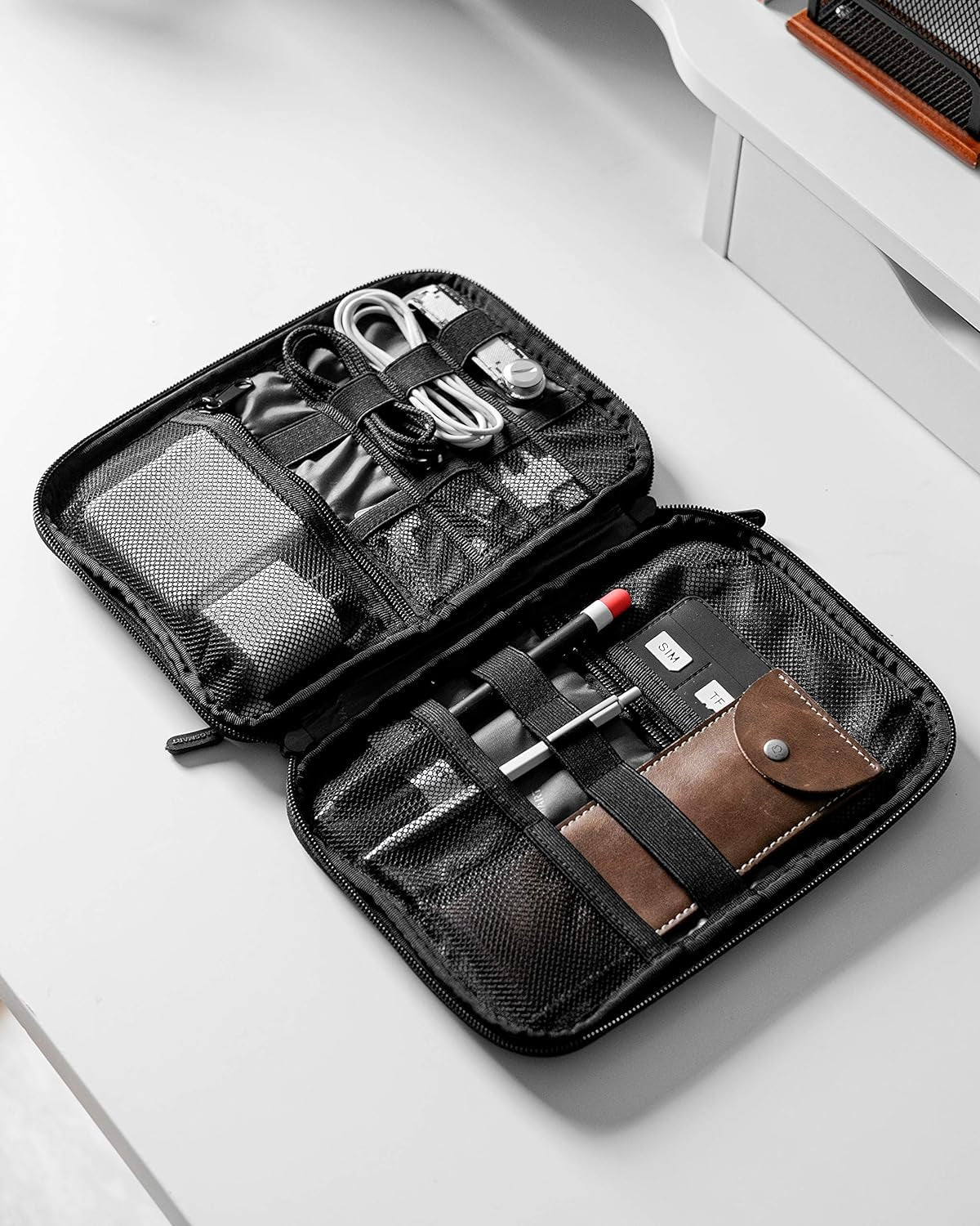 Large Electronics Organizer Travel Case, Travel Cable Organizer Bag for Travel Essentials, Travel Tech Organizer as Travel Accessories, Cord Organizer for Phone, Power Bank SD Card, Blue