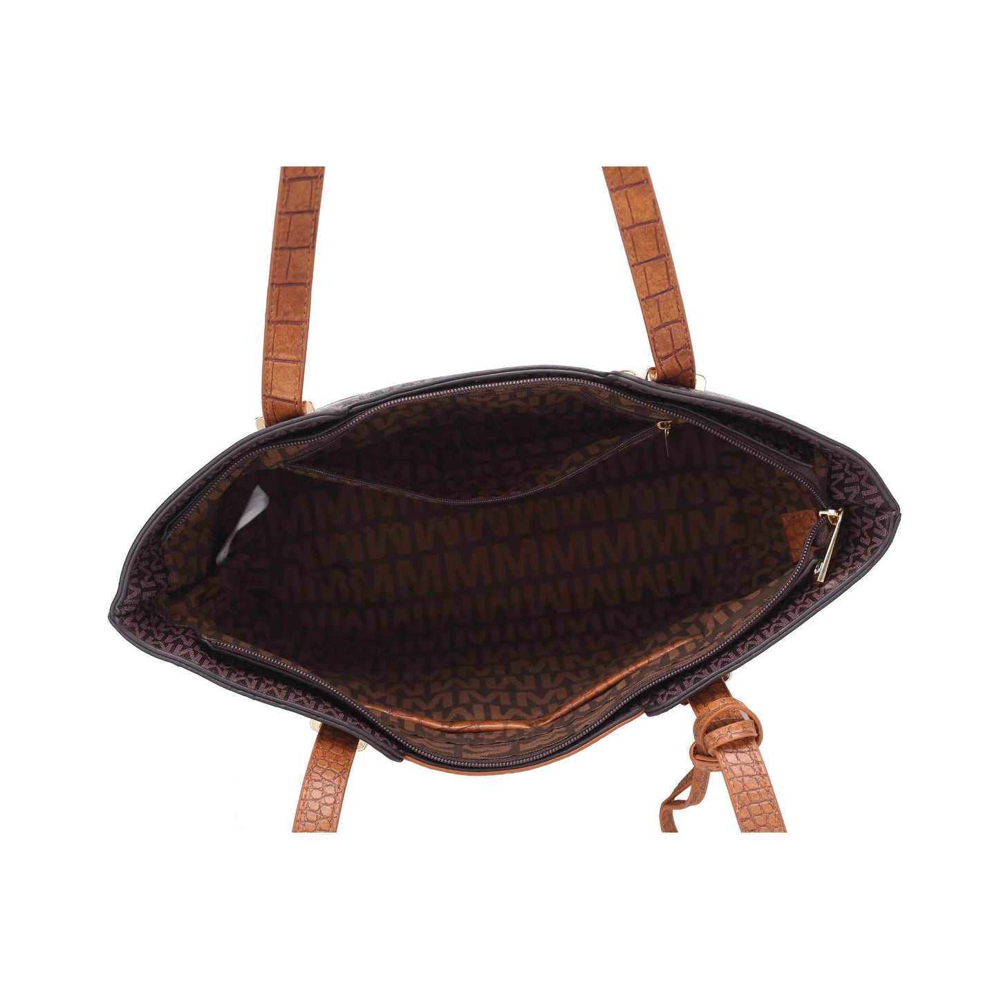 Lippa Women'S Tote Bag, Wristlet Pouch Purse, Vegan Leather Handbag 4Pcs Set by Mia K - Brown