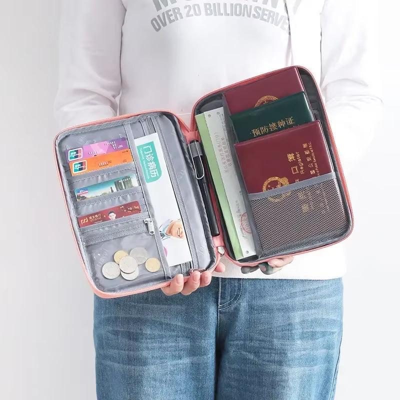 Women Travel Passport Holder Cover Case Organizer Multi-Function Men Waterproof Family Document Organizer Travel Accessories Bag