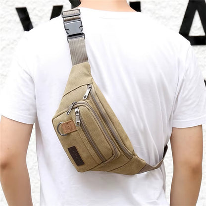 Chest Bag Canvas Waist Bag Women Men'S Belt Bag Fashion Bum Bag Travel Purse Bag for Phone Pouch Pocket Hip Bag Waist Pack Male