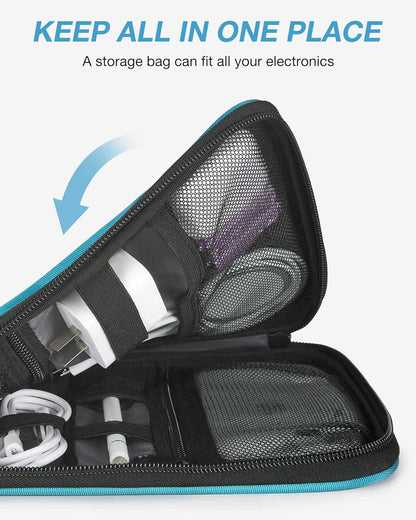 Large Electronics Organizer Travel Case, Travel Cable Organizer Bag for Travel Essentials, Travel Tech Organizer as Travel Accessories, Cord Organizer for Phone, Power Bank SD Card, Blue