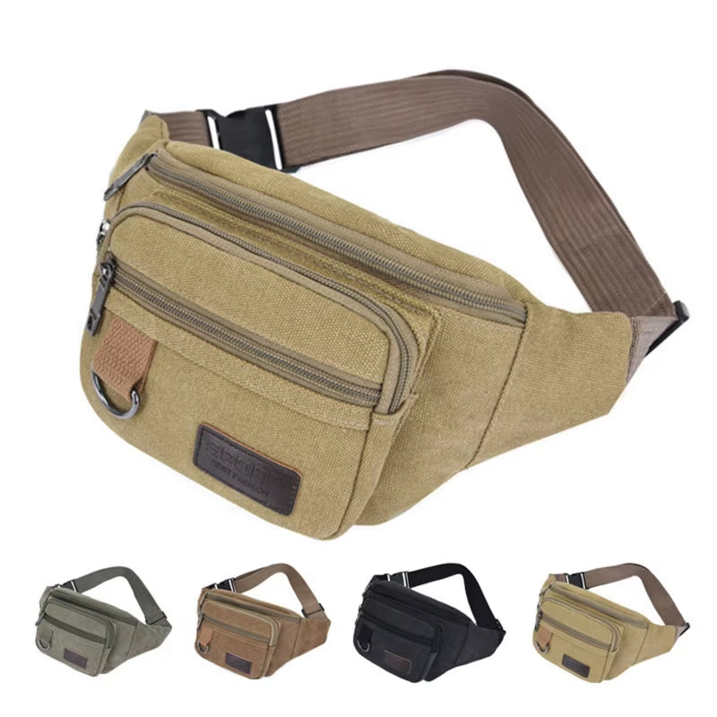 Chest Bag Canvas Waist Bag Women Men'S Belt Bag Fashion Bum Bag Travel Purse Bag for Phone Pouch Pocket Hip Bag Waist Pack Male