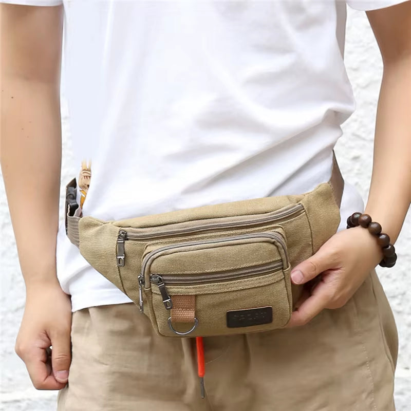 Chest Bag Canvas Waist Bag Women Men'S Belt Bag Fashion Bum Bag Travel Purse Bag for Phone Pouch Pocket Hip Bag Waist Pack Male
