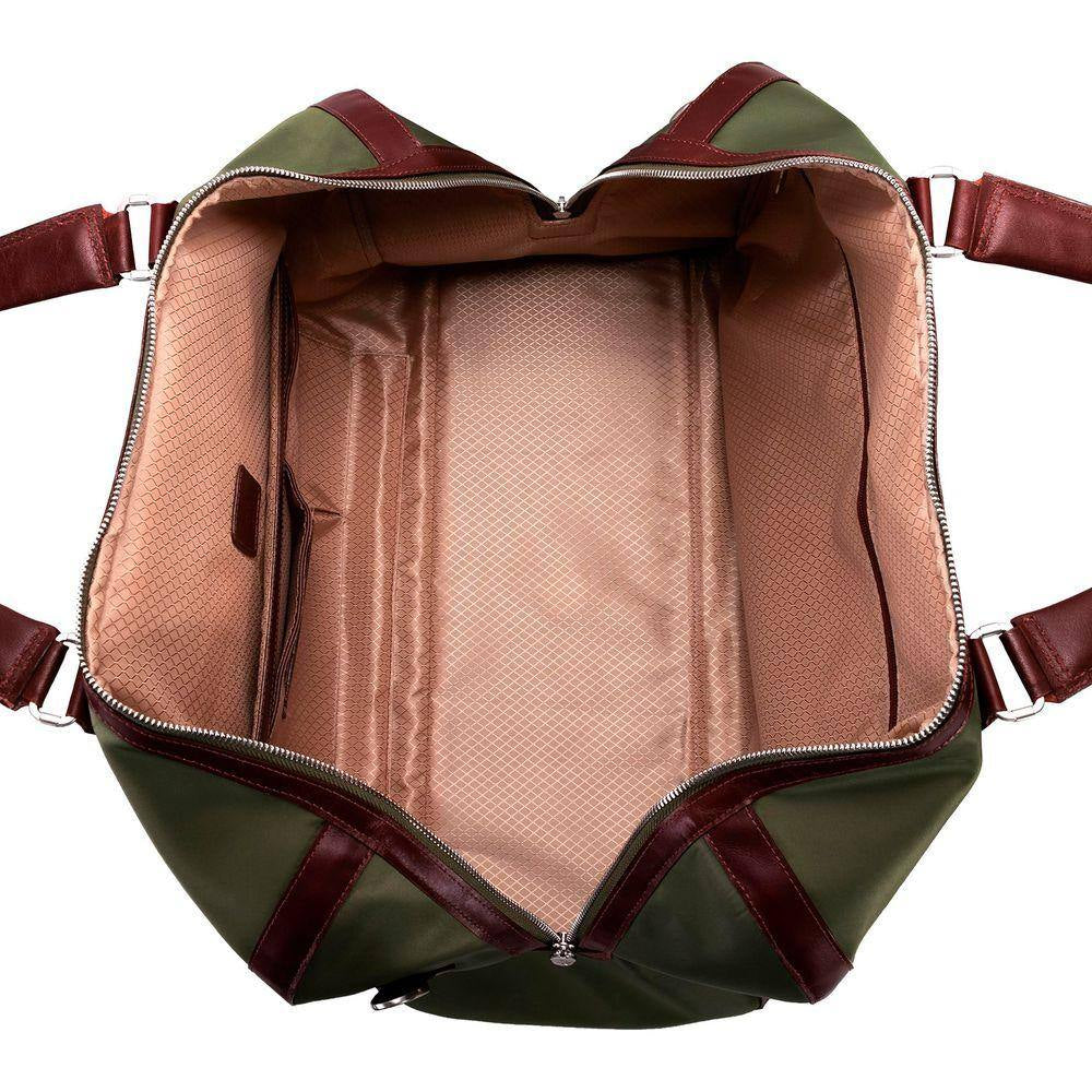 Pasadena, 20 In. Green Nano Tech-Light Nylon with Leather Trim Carry-All Duffel