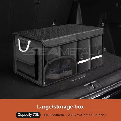 Foldable Trunk Storage Box Waterproof Oxford Cloth 110L Large-Capacity Car Organizer for Camping/Fishing Easy to Carry