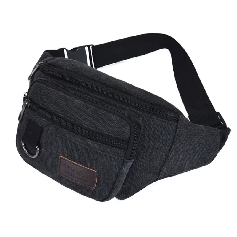 Chest Bag Canvas Waist Bag Women Men'S Belt Bag Fashion Bum Bag Travel Purse Bag for Phone Pouch Pocket Hip Bag Waist Pack Male